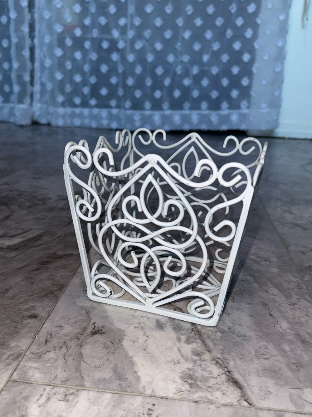 White Decorative Metal Filigree Planter Holder - Home Accents